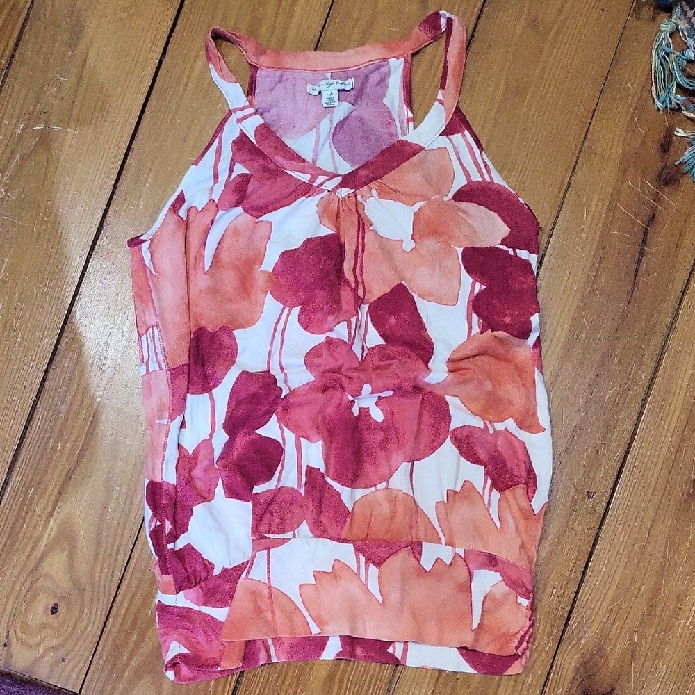 AE Pink and Red Floral Tank Top